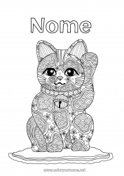 Colorazione gratuita Mandala Fortuna Giappone Maneki Neko