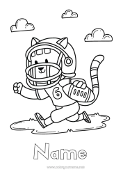 Free colouring Sport Cat Dad Animal Super Bowl Rugby Dogs and cats Team sports