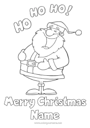 Colouring to customise Father Christmas Christmas "Merry Christmas" Message Ho Ho Ho
