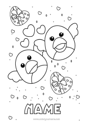 Free colouring Heart Bird Animal Valentine's Day Birds and flying mammals