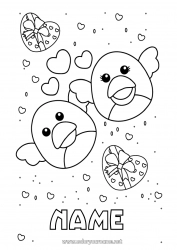 Free coloring Heart Bird Animal Valentine's Day Flying birds and mammals