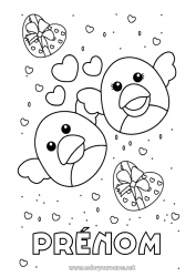 Coloriage gratuit Coeur Oiseau Animal Saint valentin Oiseaux et mammifères volants