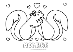 Dibujo libre Corazón Papá Mamá Abuela Abuelo Ardilla Animales Día de San Valentín Animales del bosque Abrazo