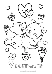 Gratis tekening Hart Kat Mama Oma Ik hou van jou Dier Valentijnsdag Honden en katten Knuffelmoment