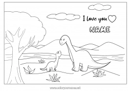 Free coloring Dad Mum Dinosaurs I love you Animal 