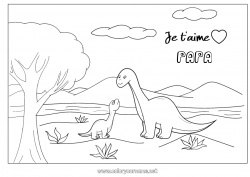 Coloriage enfant Papa Maman Dinosaures Je t'aime Animal 