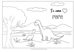 Colorear gratis Papá Mamá Dinosaurios Te amo Animales Mensaje