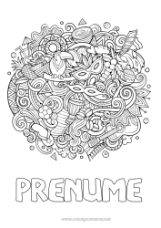 Pagină de colorat personalizată Costum de carnaval Mască Carnaval Marțea Grasă Geografie Desene de colorat complexe Țară Brazilia Sărbătoarea muzicii Maracas Instrumente muzicale