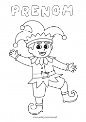 Coloriage gratuit Déguisement Carnaval Mardi gras Joker Harlequin