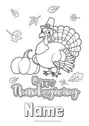 Free colouring Thanksgiving Turkey Farm animals