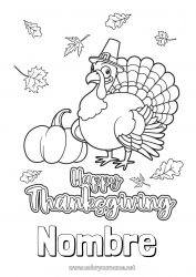 Colorear para personalizar Thanksgiving Turquía Animales de granja