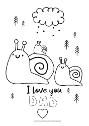 Free colouring Dad Mum I love you. Animal Snail