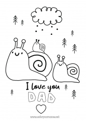 Child coloring page Dad Mum I love you Animal Snail 