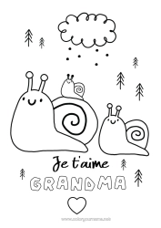 Free coloring Dad Mum I love you Animal Snail 