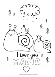 Kinder-Malvorlage Papa Mama Ich liebe dich Tier Schnecke 