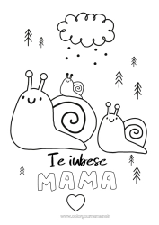Pagină de colorat pentru copii Tată Mama Te iubesc. Animal Melc 