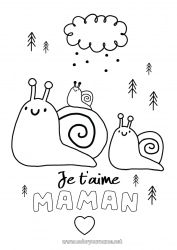 Coloriage enfant Papa Maman Je t'aime Animal Escargot 