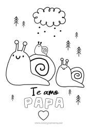 Colorear gratis Papá Mamá Te amo Animales Caracol Mensaje