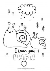 Kinder-Malvorlage Papa Mama Ich liebe dich Tier Schnecke 