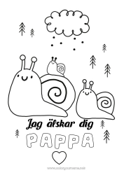 Färgläggningssida för barn Pappa Mamma Jag älskar dig. Djur Snigel 