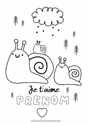 Coloriage enfant Papa Maman Je t'aime Animal Escargot 