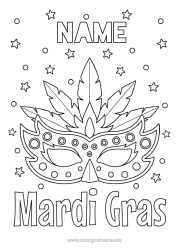 Free colouring Mask Carnival Mardi Gras