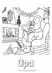 Kinder-Malvorlage Oma Opa Herbst Maus Pilz Waldtiere