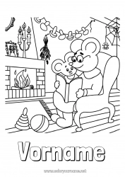 Kinder-Malvorlage Oma Opa Herbst Maus Pilz Waldtiere