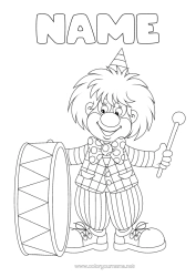 Colouring to customise Disguise Clown Carnival Mardi Gras Circus