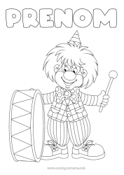 Coloriage gratuit Déguisement Clown Carnaval Mardi gras Cirque