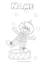 Colouring to customise Disguise Clown Carnival Mardi Gras Circus
