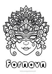 Gratis farvelægning Maske Carnival Fastelavn