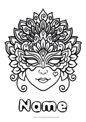 Colouring to customise Mask Carnival Mardi Gras