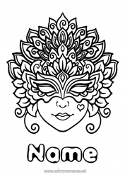 Free coloring Mask Carnival Shrove Tuesday