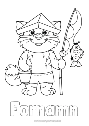 Färgläggningssida för barn Sport Katt Fiske Djur Hundar och katter