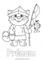 Coloriage gratuit Chat Pêche Animal Chiens et chats