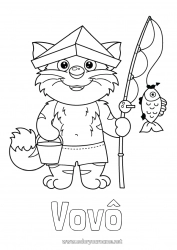 Página de desenho infantil Esporte Gato Pesca Animal Cães e gatos