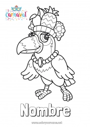 Colorear gratis Pájaro Animales Carnaval Loro Brasil Aves y mamíferos voladores