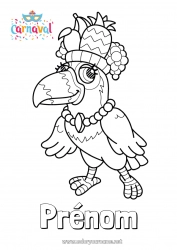 Coloriage à personnaliser Oiseau Animal Carnaval Perroquet Brésil Oiseaux et mammifères volants