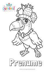 Pagină de colorat personalizată Pasăre Animal Carnaval Papagal Brazilia Păsări și mamifere zburătoare