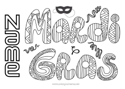 Free colouring Carnival Mardi Gras