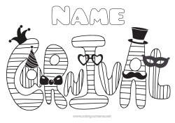 Colouring to customise Disguise Carnival Mardi Gras