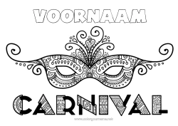 Gratis kleurplaat Masker Carnaval                         