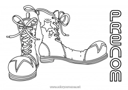 Coloriage gratuit Clown Carnaval Mardi gras Chaussure Cirque