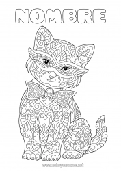 Dibujo libre Cat Mandala Animales Carnaval Dibujos complejos para colorear Perros y gatos