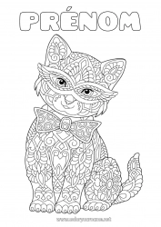 Coloriage à personnaliser Chat Mandala Animal Carnaval Coloriages complexes Chiens et chats