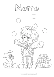 Colouring to customise Sweets Disguise Clown Carnival Mardi Gras Circus