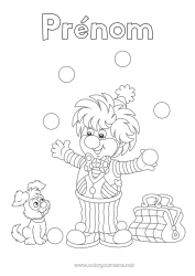 Coloriage à personnaliser Bonbons Déguisement Clown Lettres de lutins farceurs Carnaval Mardi gras Jonquilles École Cirque Lettre d'arrivée du lutin                             