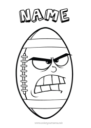 Colouring to customise Sport Super Bowl Rugby Rugby Ball Team Sports