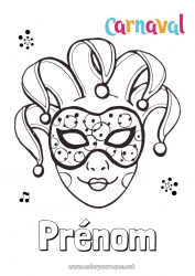 Coloriage à personnaliser Masque Carnaval Mardi gras Joker